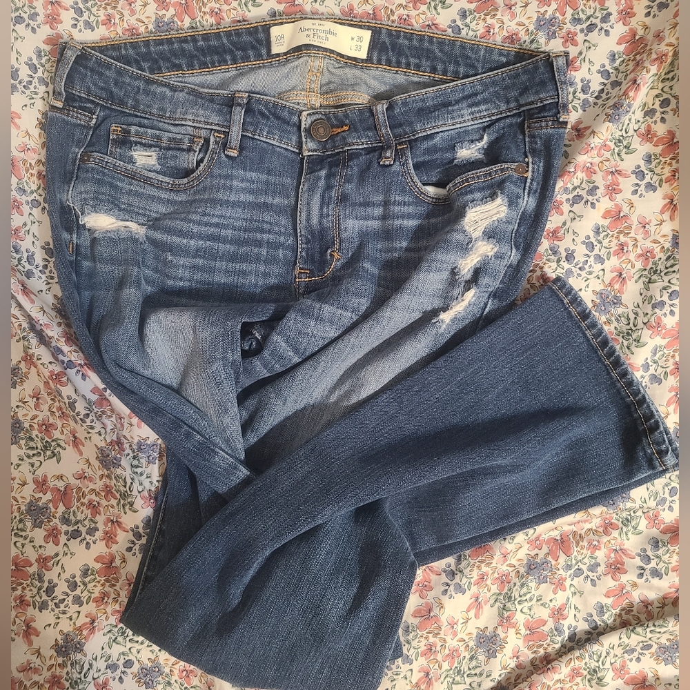 Abercrombie & Fitch | Women's Blue Distressed Jeans